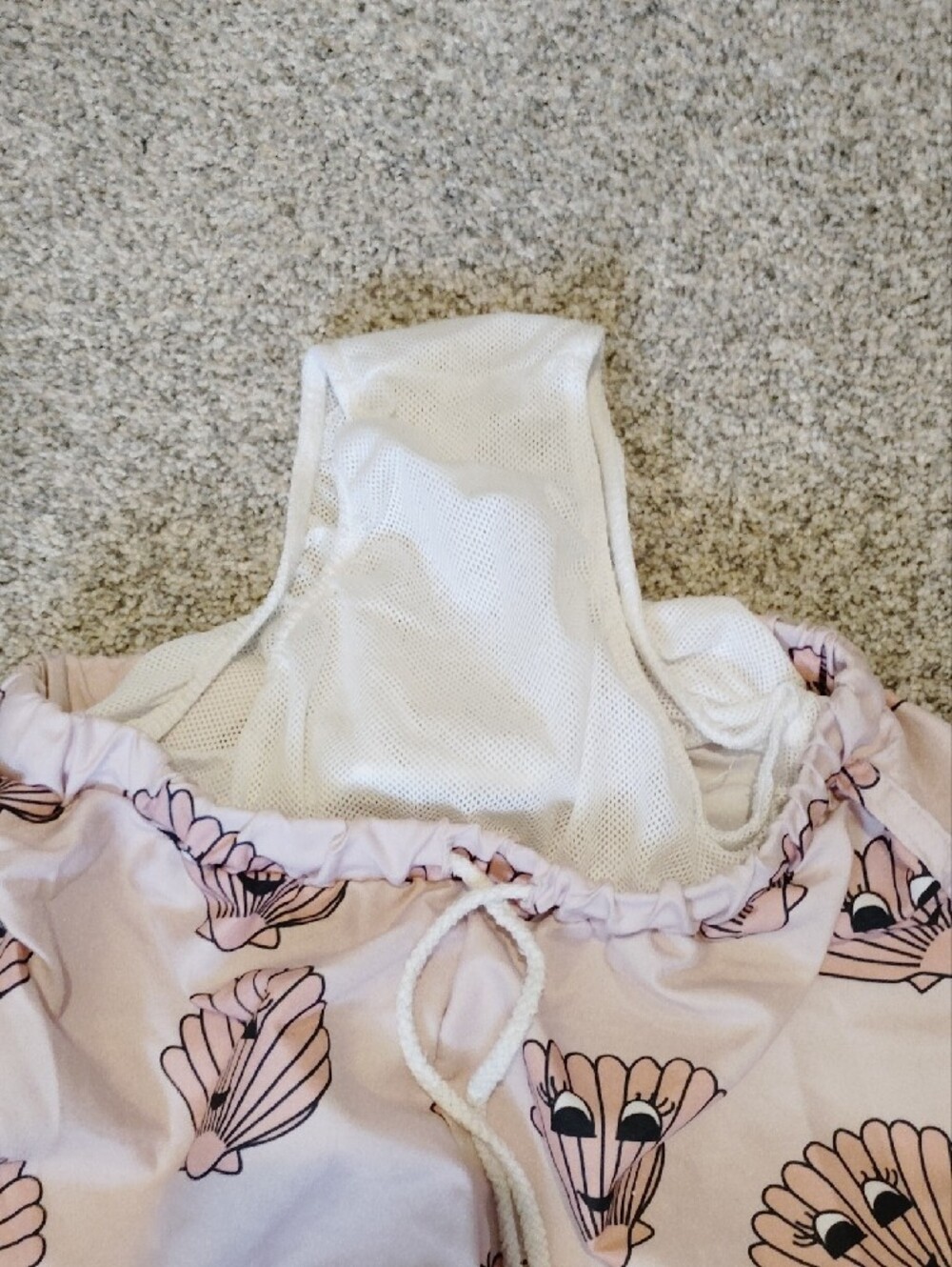 Girls' Pink Shell-Print Swim Trunks with Drawstring - Picture 3 of 4